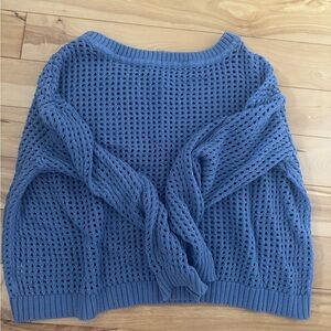 Club Monaco Blue Crew Neck Sweater with Waffle Knit